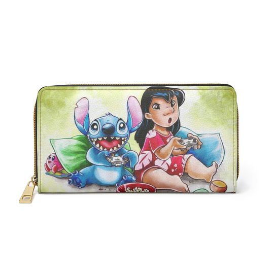 Lilo and Stitch Disney Zipper Wallet - Leather Wallet, Gift, Valentines