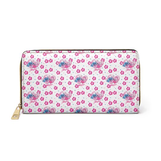 Stitch Zipper Wallet, Flower Pattern Clutch, Stylish Women Accessories