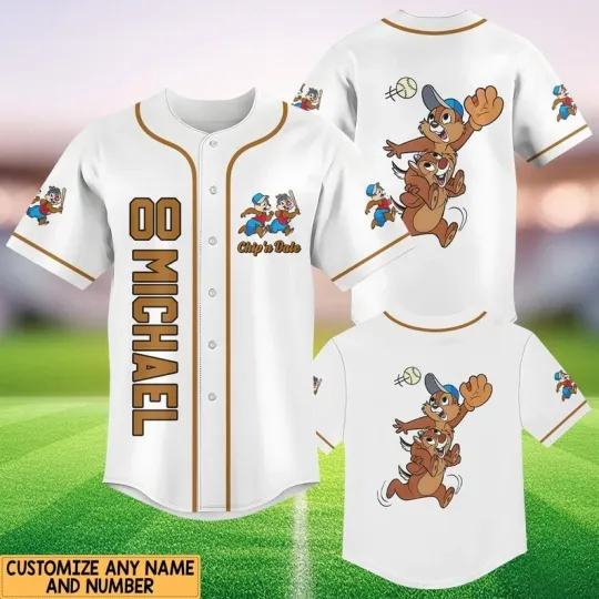 Personalized Chip N Dale Play Baseball Couple Chipmunks Baseball Jersey Shirt