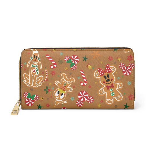 Mickey Christmas Gingerbread Zipper Wallet for Women, Minnie Gingerbread Wallet, MIckey Accessories, Christmas Gift for Her