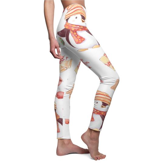 Christmas Penguin Leggings, Holiday Leggings