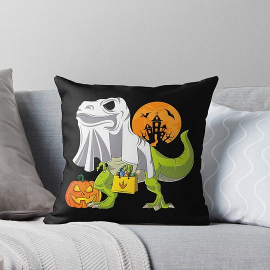 Ghost Dinosaur Funny Halloween T Rex Costume Pillow
