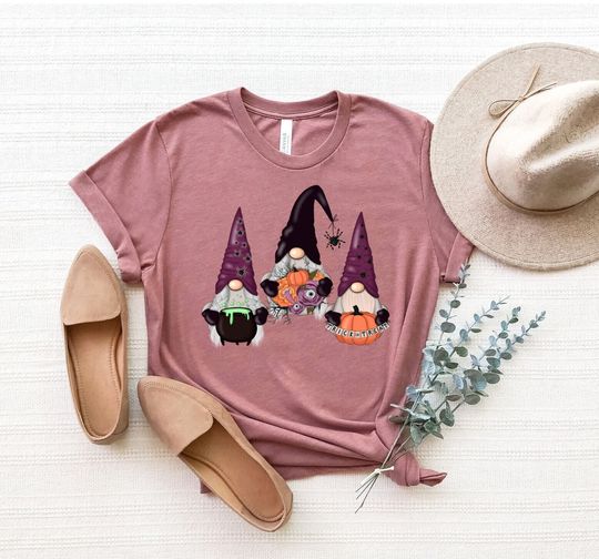 Halloween Witch Gnomes T-Shirt, Cute Spooky Season Gnome Tee