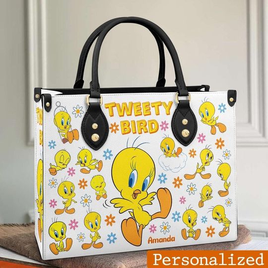 Personalized Tweety Bird Synthetic Leather Handbag for Bird Watching and Bird Lovers