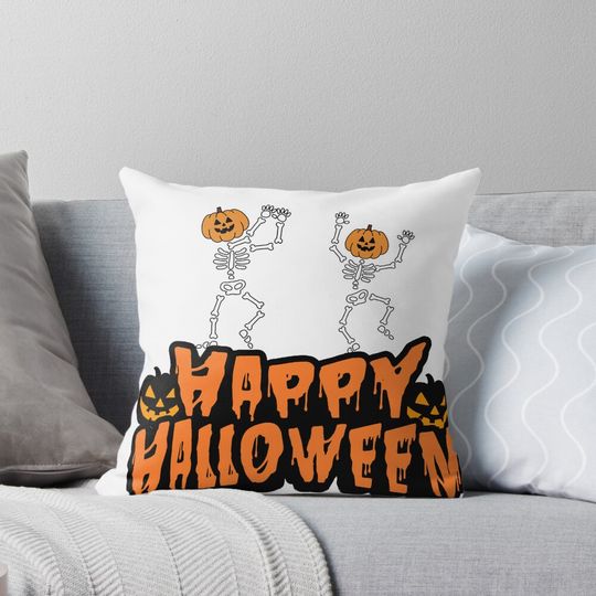 The cuteness of the skeleton on Halloween clothes Pillow