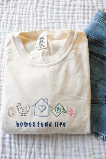 Embroidered Homestead Life Shirt -  Homesteader T-Shirt - Farm Country Aesthetic Tee