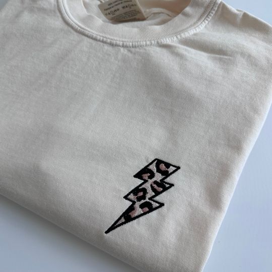 Leopard Lightning Bolt Embroidered Women's T-Shirt