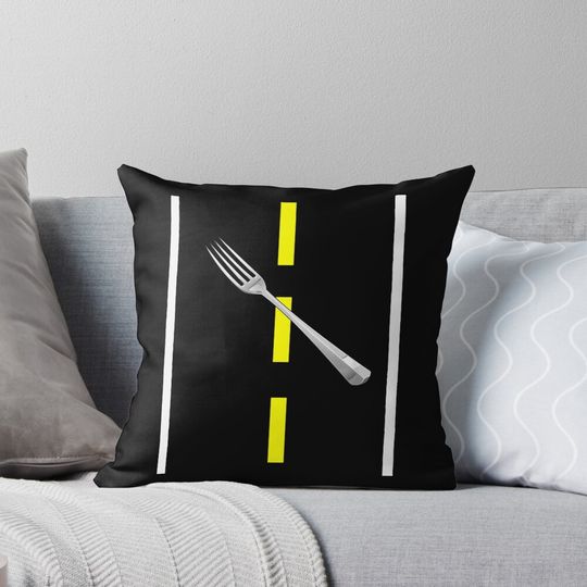 A Fork in the Road Funny Halloween Pillow