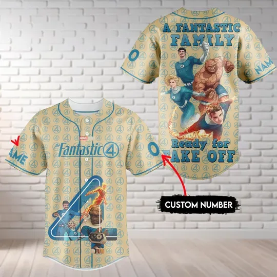 Custom The Fantastic Four First Steps Baseball Jersey, Avengers Superhero Studio Jersey, The Fantastic Four Shirt, Disney Baseball Team