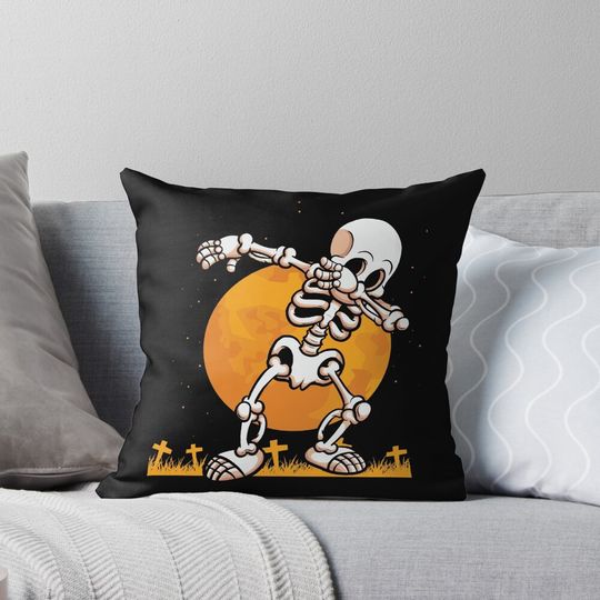 Dabbing Skeleton Costume Halloween Pillow
