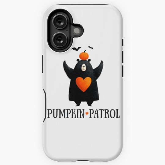 Pumpkin Patrol – Cute Halloween Bear with Pumpkin Heart Funny Spooky  iPhone Case