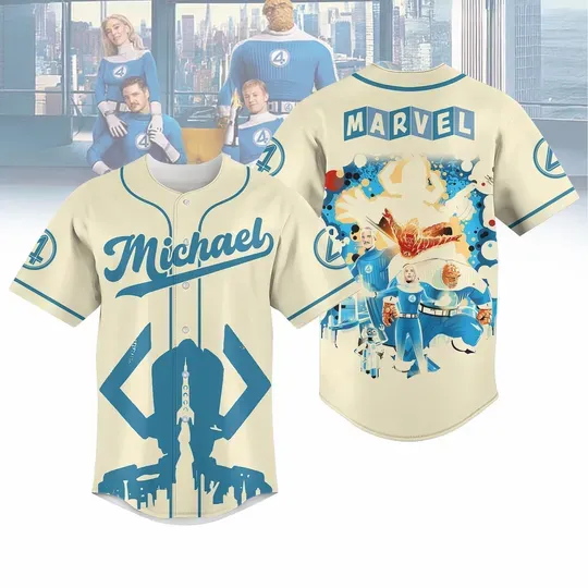 Custom Fantastic 4 Movie Baseball Jersey, MCU Fan, Fantastic Four First Steps Baseball Shirt