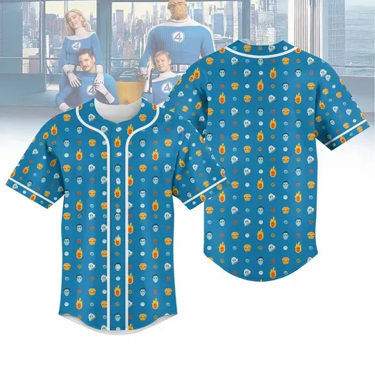 The Fantastic Four First Steps Baseball Jersey, Fantastic Four Characters Baseball Shirt, Disney Movie Jersey Shirt, Superhero Shirt