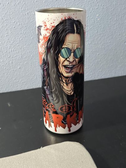 Ozzy  Black Sabbath Tumbler insulated / Glow in The Dark with straw custom