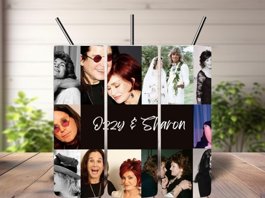 Ozzy & Sharon Skinny Tumbler , Music Lovers Gift, Legendary Couple Tumbler, Insulated Tumbler, Ozzy Gift, Sharon Gift, Unique Tumbler