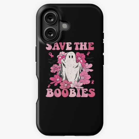 Save The Boobies Pink Ghost Woman Breast Cancer Halloween iPhone Case