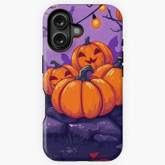 Spooky Halloween Pumpkin Patch – Cute Jack-o’-Lantern Night Scene iPhone Case