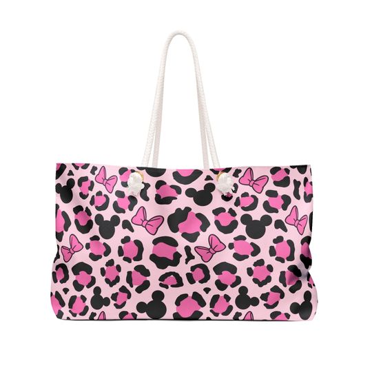 Minnie Mouse Cheetah Print Tan Black Weekender Bag | disney world disneyland