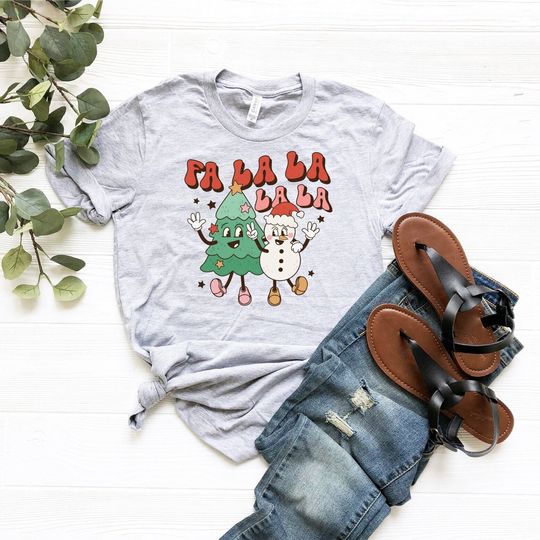 Fa La La La La Christmas Song T-Shirt, Christmas Tree Kids Shirt, Funny Christmas Family Gift Tee
