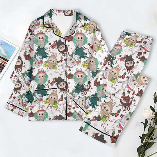 Labubu Pajama Set, Monster Labubu Pajama Set, Labubu Christmas Pajamas
