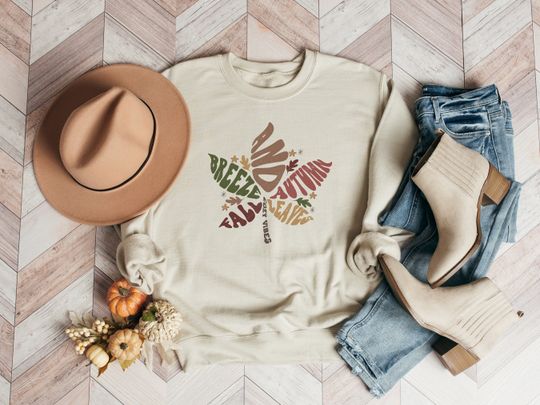 Fall Breeze and Autumn Leaves Sweatshirt for Women, Thanksgiving Fall Shirt