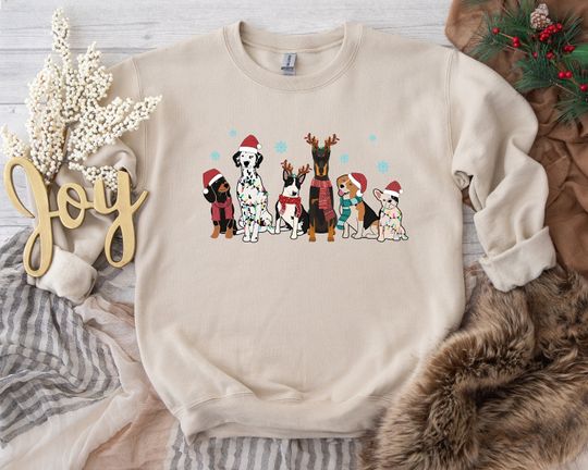 Dogs Christmas Lights Sweatshirt, Mixed Breeds Dog Christmas Shirt