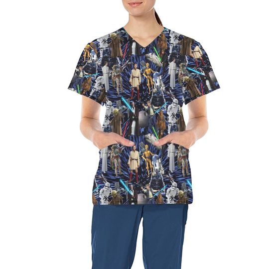 Space Wars Scrub Top | Star Battle Scrub Top | Disney Scrub Top | Disney Nurse | Disney Scrubs | Scrub Top