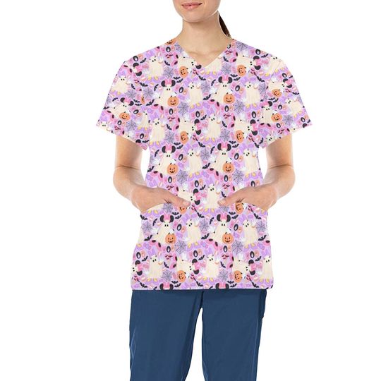 Minnie and Daisy Halloween Scrub Top | Disney Halloween Scrub Top | Minnie Scrub Top | Disney Scrub Top | Disney Nurse | Disney Scrubs