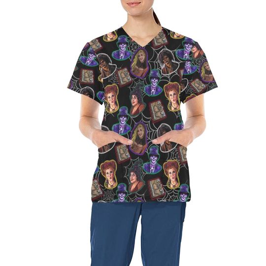 Hocus Pocus Scrub Top | Disney Halloween Scrub Top | Disney Scrub Top | Disney Nurse | Disney Scrubs | Sanderson Sisters Scrub Top