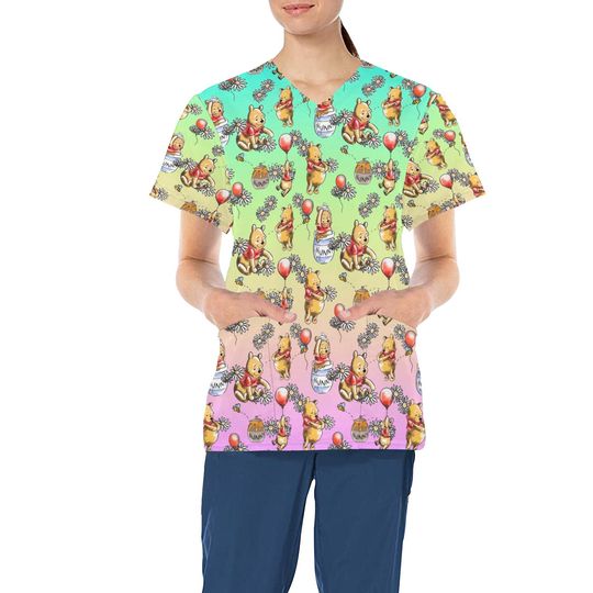 Winnie the Pooh Scrub Top | Pooh Bear Scrub Top | Pooh Scrub Top | Disney Scrub Top | Disney Nurse Scrub Top | Disney Nurse | Disney Scrubs