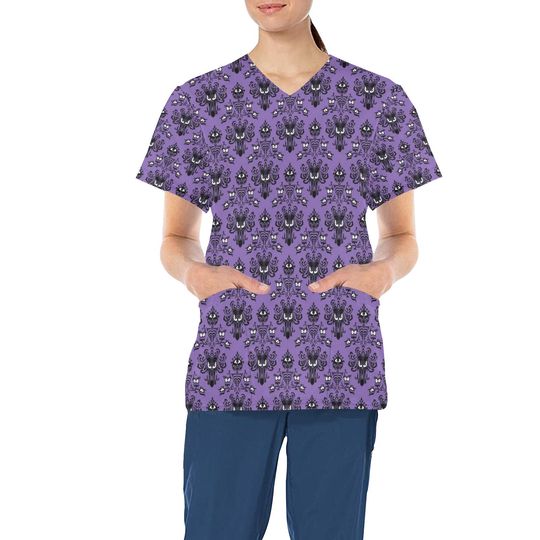 Haunted Mansion Scrub Top | Haunted Mansion Scrub Top | Disney Halloween Scrub Top | Disney Scrub Top | Disney Nurse | Disney Scrubs