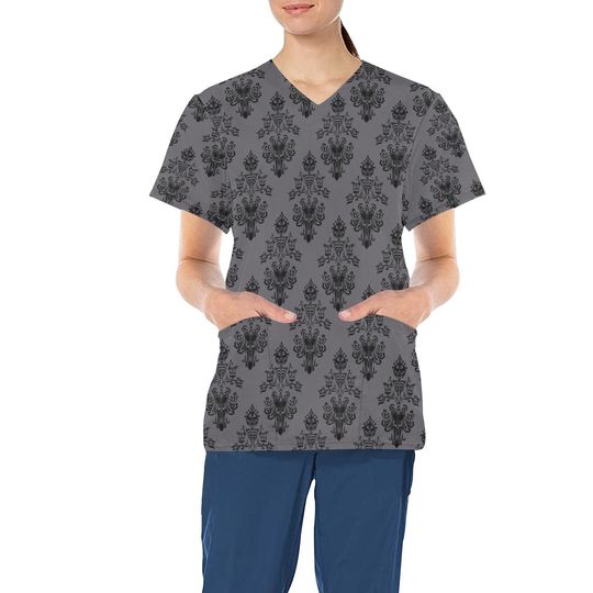 Haunted Mansion Scrub Top | Haunted Mansion Scrub Top | Disney Halloween Scrub Top | Disney Scrub Top | Disney Nurse | Disney Scrubs