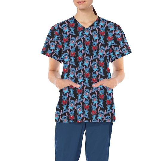 Stitch Scrub Top | Stitch Scrubs | Lilo and Stitch Scrub Top | Disney Scrub Top | Disney Nurse Scrub Top | Disney Scrubs | Disney Nurse