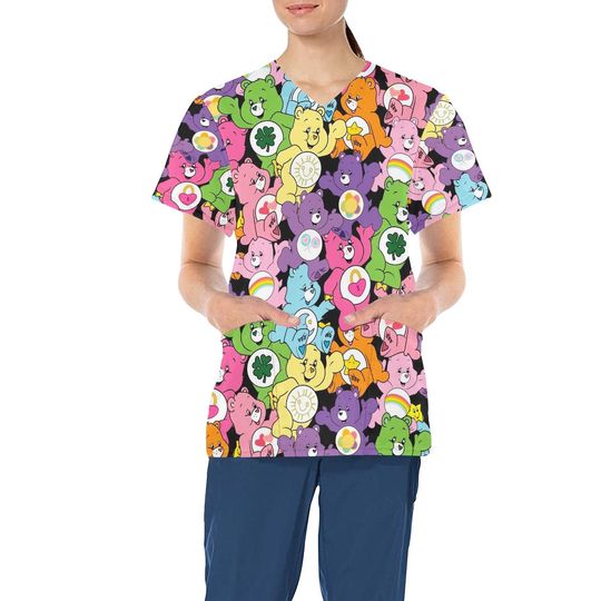 Happy Bears Scrub Top | Bears Scrub Top | Bears Scrubs | Colorful Scrub Top