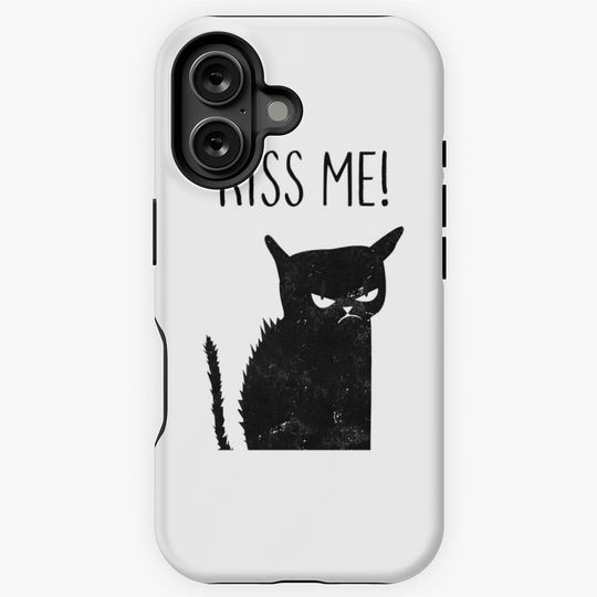 Black Cat Kiss Me Funny Cat Halloween iPhone Case