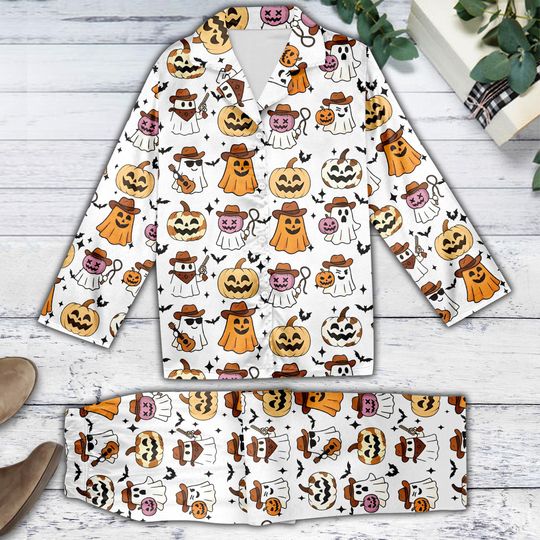 Howdy Spooky Pajamas Set, Western Halloween Cozy Sleepwear