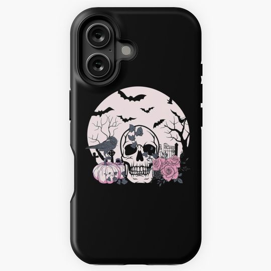 Skull Roses Pumpkins Halloween iPhone Case