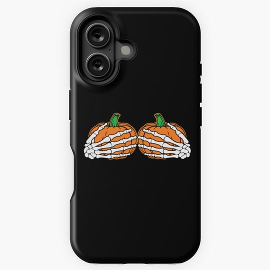 Skeleton Hands On Chest Pumpkin Funny Halloween iPhone Case