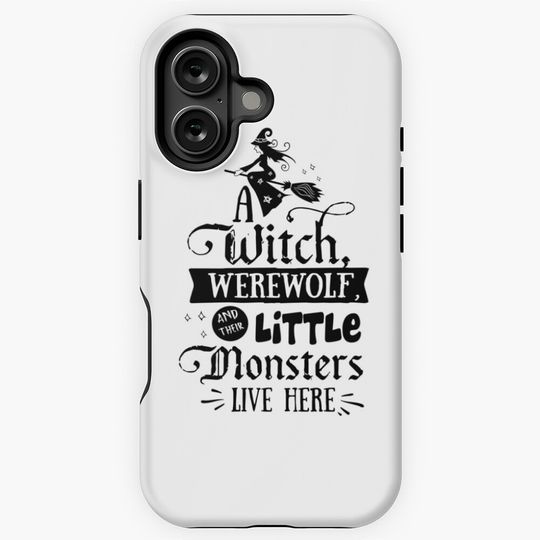 A Witch Werewolf And Their Little Monsters Live Here Funny Halloween iPhone Case