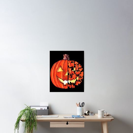 Yorkies Pumpkin Funny Dog Halloween Poster