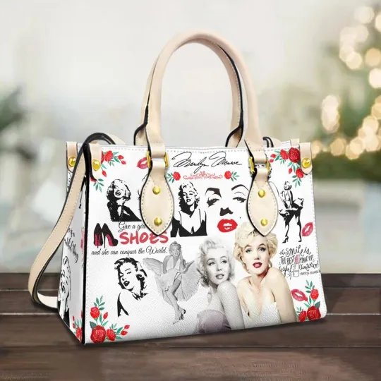 Marilyn Monroe Leather Handbag, Stylish Women's Shoulder Bag, Hollywood Icon Gif