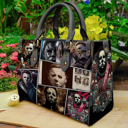 Halloween Leather Handbag, Michael Myers Shoulder Bag, Horror Fan Gift
