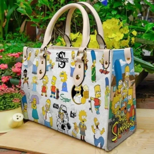 The Simpsons Leather Handbag, Cartoon Women's Shoulder Bag, Fan Gift Idea