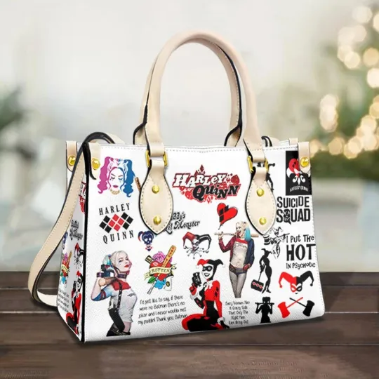 Harley Quinn Leather Handbag, Comic Character Women's Shoulder Bag, Fan Gift