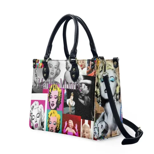 Marilyn Monroe Leather Handbag, Stylish Women's Shoulder Bag, Hollywood Icon Gif