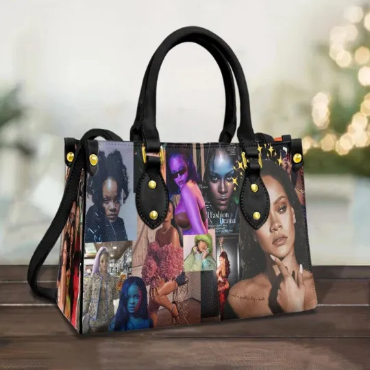 Rihanna Leather Handbag, Stylish Women's Shoulder Bag, Music Lover Gift