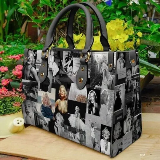 Marilyn Monroe Leather Handbag, Stylish Women's Shoulder Bag, Hollywood Icon Gif