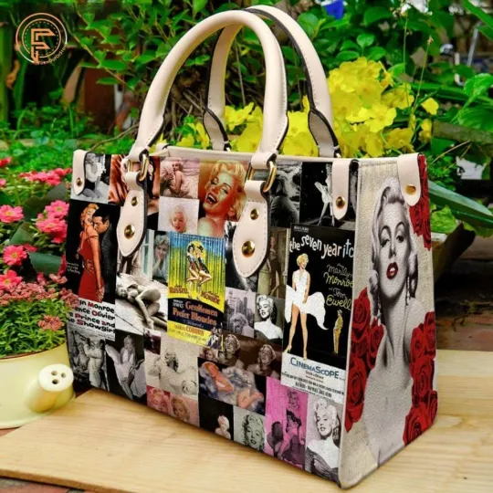 Marilyn Monroe Leather Handbag, Stylish Women's Shoulder Bag, Hollywood Icon Gif