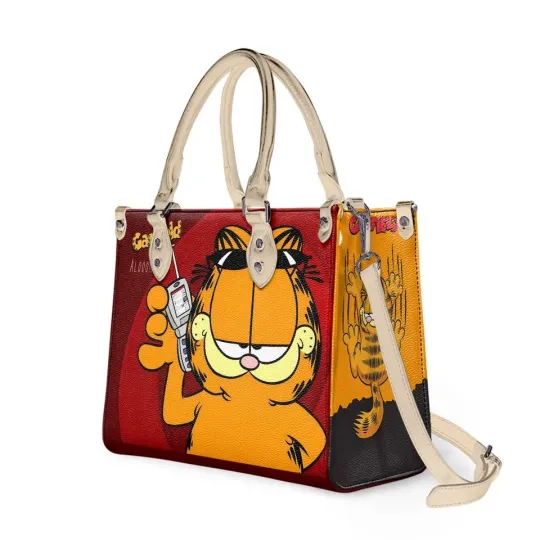 Garfield Leather Handbag, Cute Women's Shoulder Bag, Cartoon Cat Lover Gift