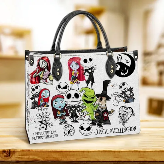 Nightmare Before Christmas Leather Handbag, Halloween Lover Women's Bag, Gift
